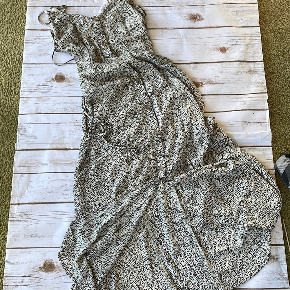 Women’s or juniors dress spaghetti straps button half way with slit in front